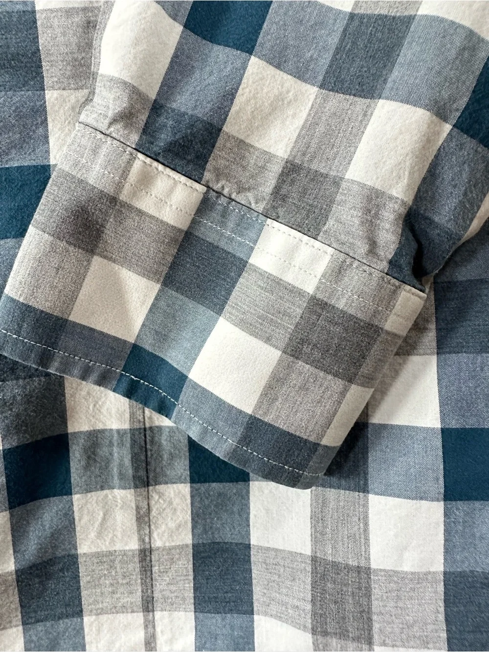 Banana Republic Blue and Gray Plaid Button-Down Shirt